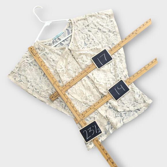 Maurices Lace Cardigan Womens Size Small Cream Floral Sheer Cottage Fairy Boho - Picture 4 of 12